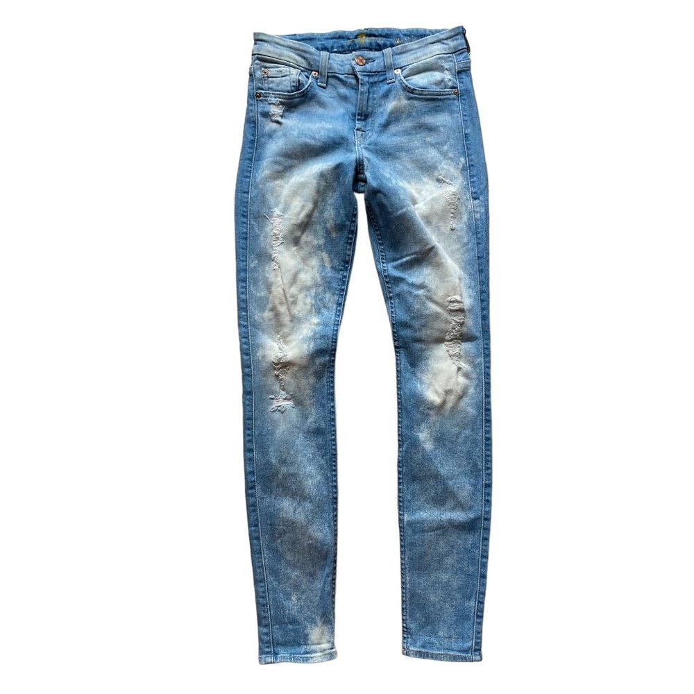 7 For All Mankind Josepfina Acid Wash Distressed Skinny Jeans Festival Grunge-25
